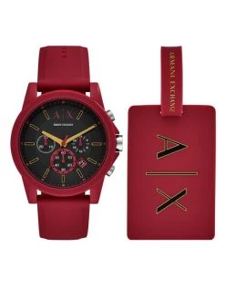 Sortie 🔔 Armani Exchange Montre Outerbanks AX7125 Bordeaux Couleur Bordeaux ⌛